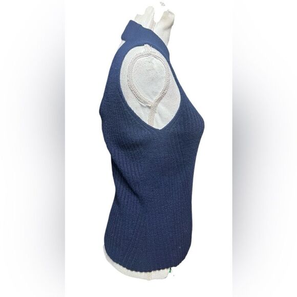 ELEVEN SIX Mae ribbed baby alpaca Sweater Tank in navy blue Size small - Picture 2 of 5